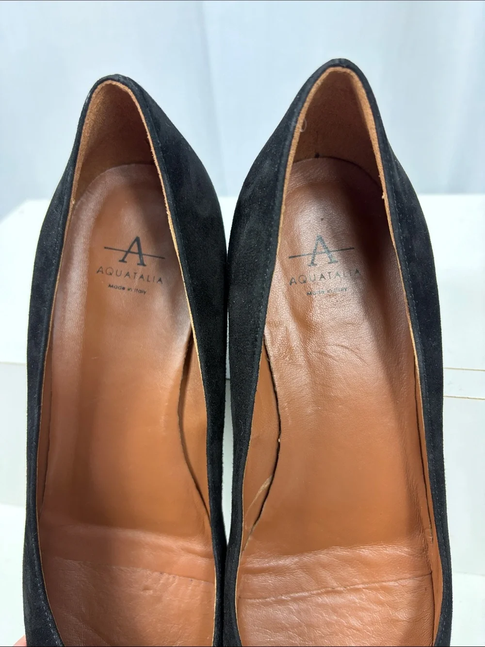 Aquatalia Pasha Suede‎ Block Heel in Black.